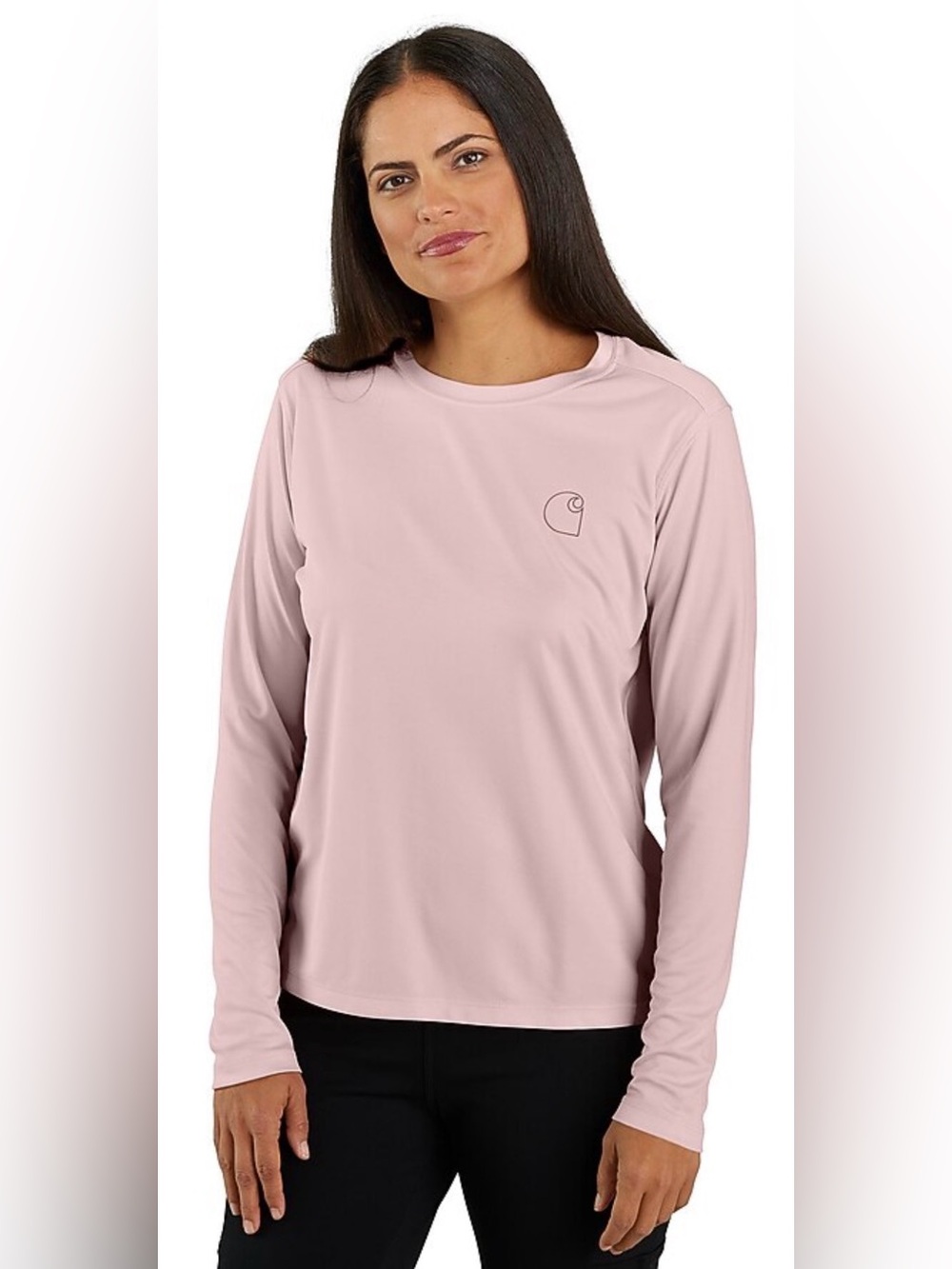 Carhartt Force1 Women’s Long-Sleeve Breathable Polyester Crew Tee — Light Pink